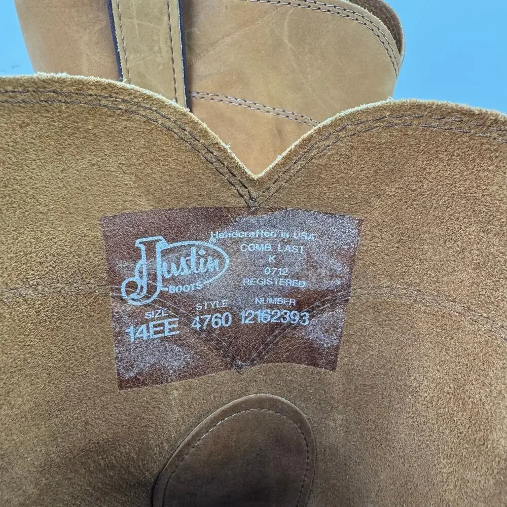 Justin Conductor Aged Bark Real Leather Rubber Sole Round Toe Work Boots